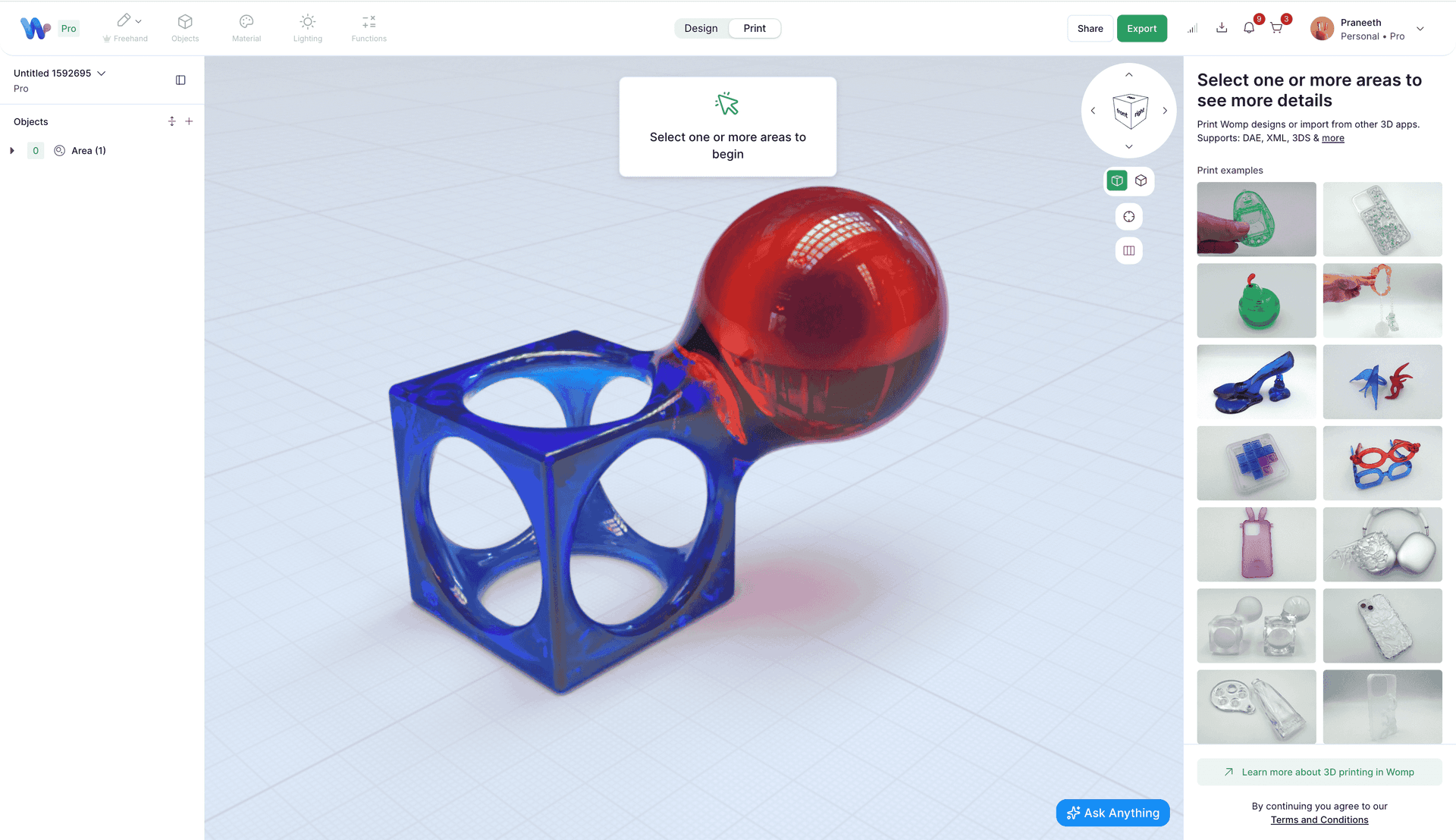 Print Mode entry screen