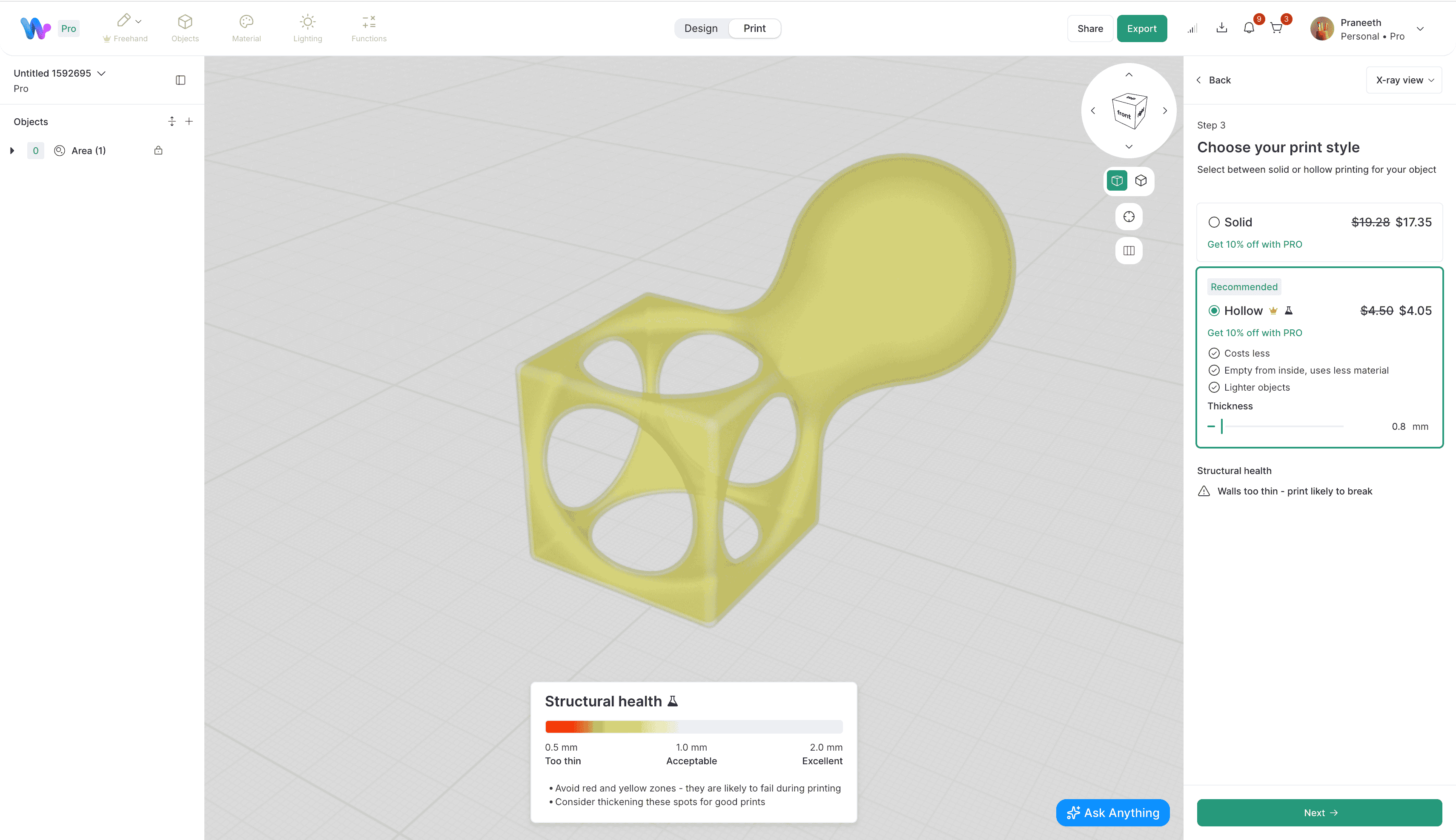 Womp X-ray view with structural health indicators