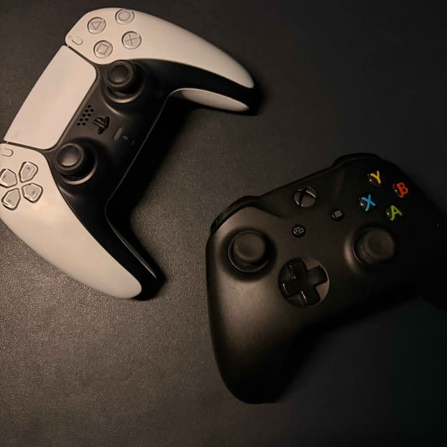 Gaming setup with controller and monitor